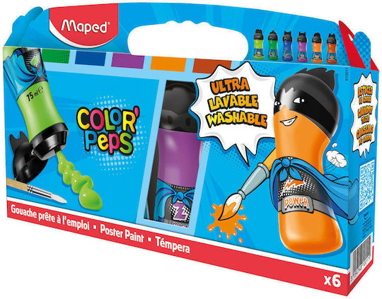 Maped Peps Α Tempera Paints Multicolour in Jar 75ml 6pcs