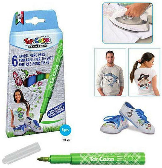 Toy Color Teenager Σετ Μαρκαδόροι για Ύφασμα 6τμχ