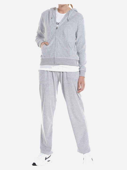 Women's Hooded Velvet Cardigan Gray