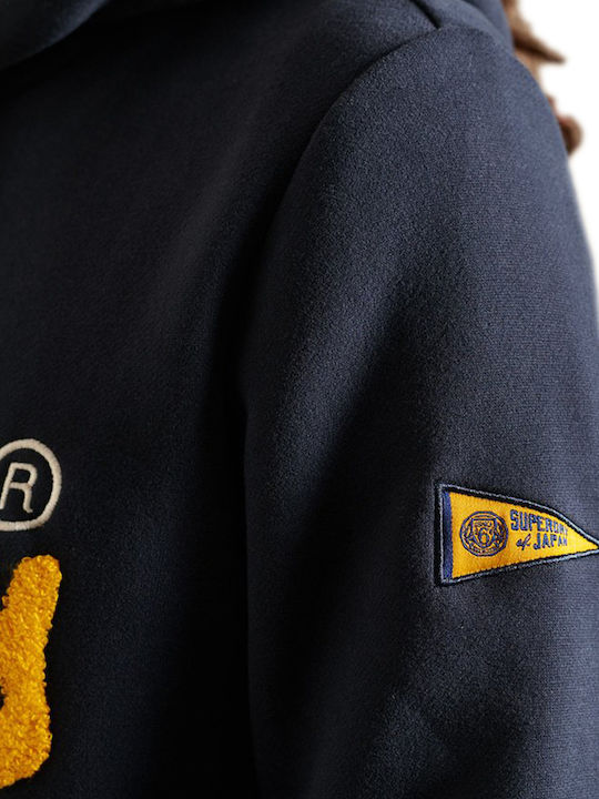VINTAGE LOGO Γυναικείο Φούτερ με Κουκούλα Navy Μπλε