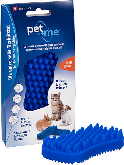 pet+me Brush Small for Short-Haired Dogs for Coat Cleaning Blue