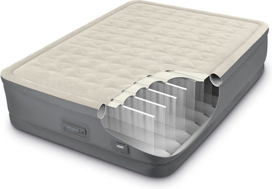 Intex Inflatable Double Camping Air Mattress with Integrated Electric Pump Queen Premaire II 203x152x46cm