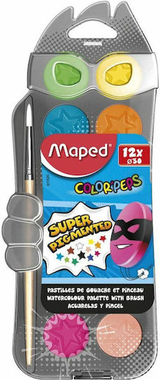 Maped Color'Peps Set of Watercolours Multicolored with Brush 12pcs