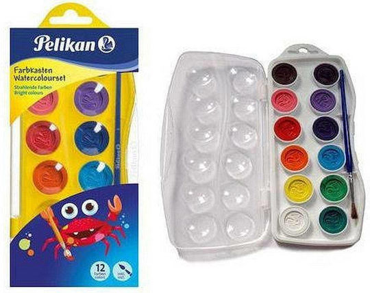 Pelikan Set Junior Set of Watercolours Multicolored with Brush 12pcs 700337 KJ12