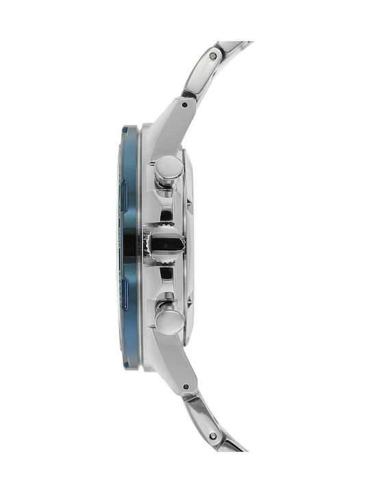 Seiko Men's Watch 43.9mm Chronograph Battery with Silver Metal Bracelet