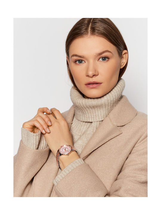 Michael Kors Layton Ceas cu Brățară Metalică Silver / Rose Gold