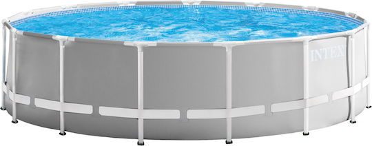 Intex Prism Frame Round Swimming Pool PVC 4485lt with Metallic Frame 305x76cm Gray