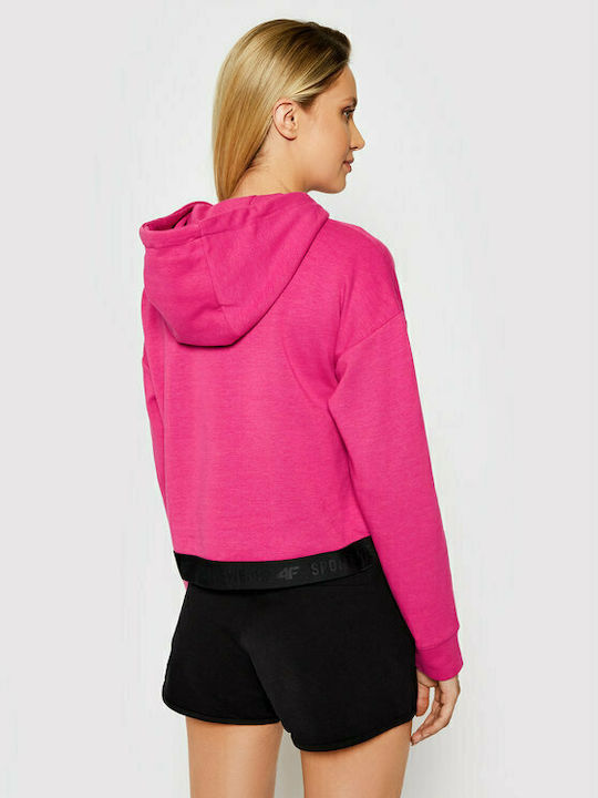 4F Women's Cropped Hooded Sweatshirt Fuchsia