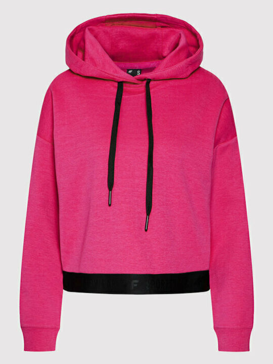 Cropped Women's Sweatshirt Hooded Fuchsia