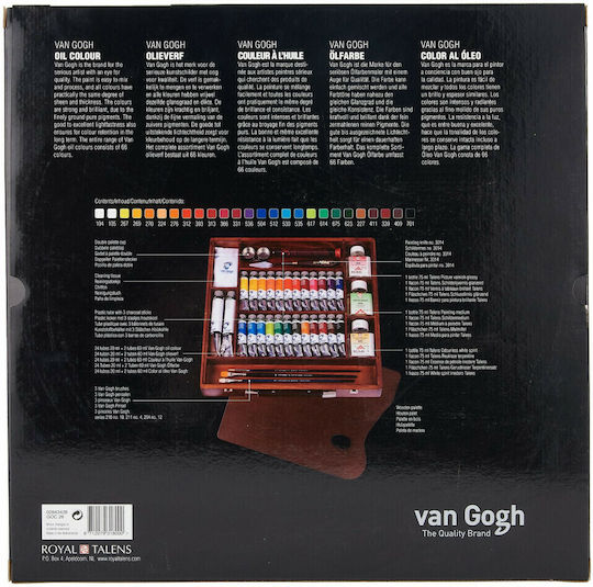 Royal Talens Van Gogh Inspiration Oil Colour Box Painting Set in Case Brown 10x10cm