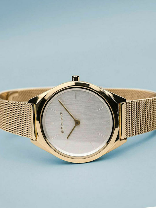 Bering Time Ultra Slim Women's Watch with Gold Metal Bracelet