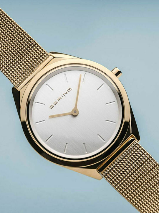 Bering Time Ultra Slim Women's Watch with Gold Metal Bracelet