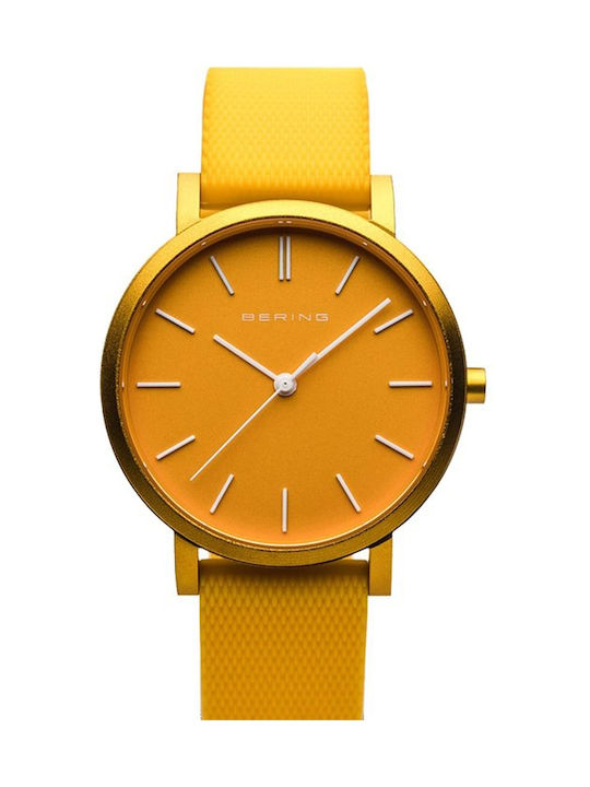 Bering Time Aurora Men's Watch 34mm Battery with Yellow Rubber Strap