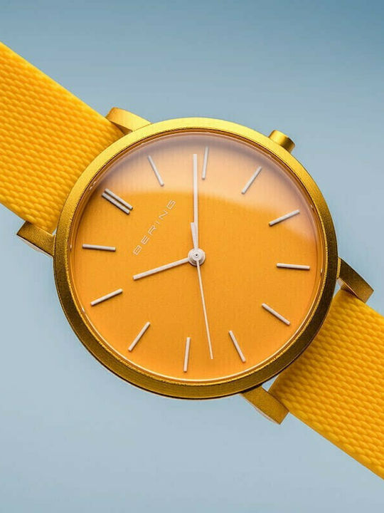 Bering Time Aurora Men's Watch 34mm Battery with Yellow Rubber Strap
