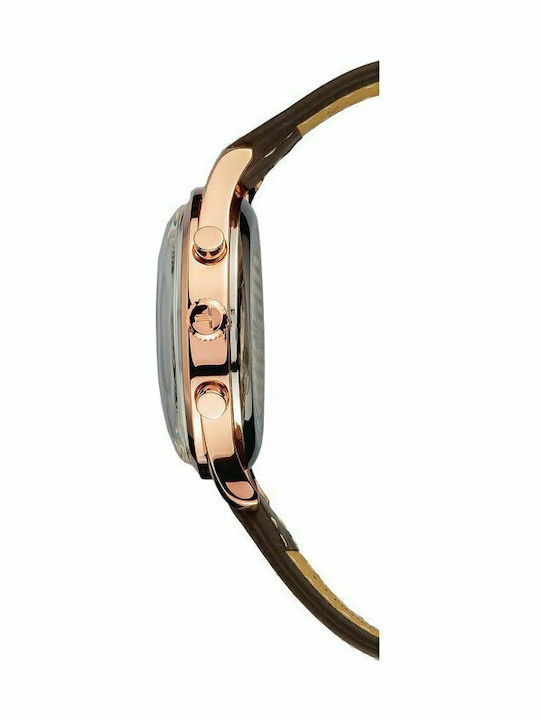 Jacques Lemans Retro Classic Ανδρικό Ρολόι 38mm Μπαταρίας με Καφέ Δερμάτινο Λουράκι