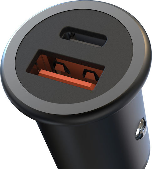 XO CC38 Auto Ladegerät 20W 3A Schnellladen mit Anschlüssen: 1xUSB-A 1xType-C Schwarz Farbe
