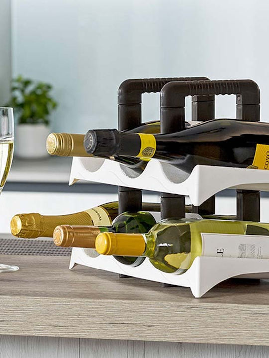 Bama Tabletop Suport pentru Sticle Plastic pentru 6 Sticle Alb - maro închis 33x19x27.5εκ.