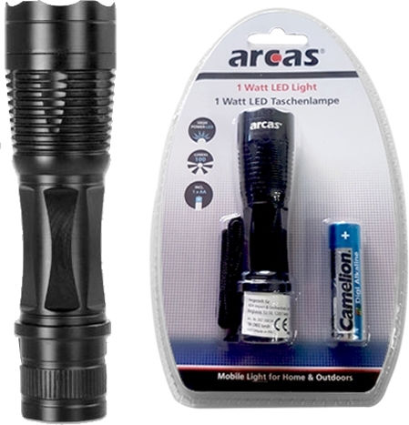 Arcas LED с Максимална Яркост 100лм 1W Torch Черен
