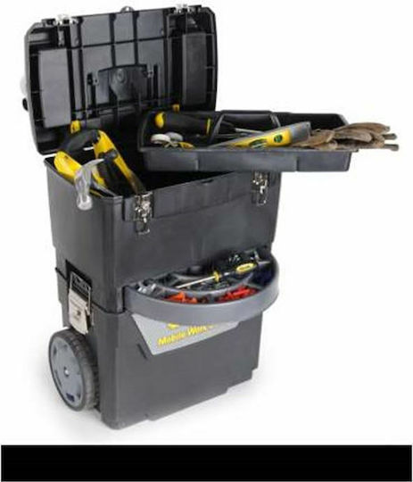 Stanley Wheeled Plastic Tool Carrier 2 Slot with Toolbox W47.3xD30.2xH62.7cm