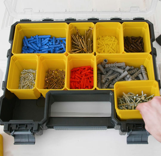 Stanley FatMax Tool Compartment Organiser 10 Slot with Removable Box Yellow 44.6x35x11.6cm