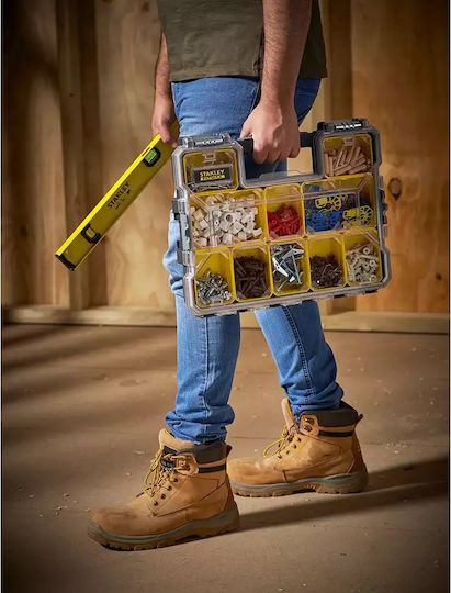 Stanley FatMax Tool Compartment Organiser 10 Slot with Removable Box Yellow 44.6x35.6x7.5cm