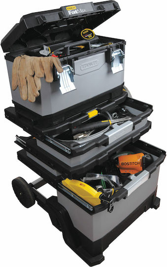 Stanley Wheeled Metallic Tool Carrier with Toolbox W56.8xD38.9xH89.3cm 3 FatMax