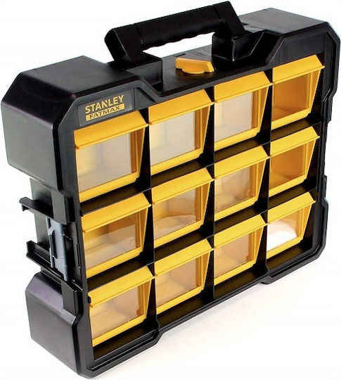 Stanley Tool Compartment Organiser 12 Slot with Removable Box Yellow 44.6x35.6x11.6cm