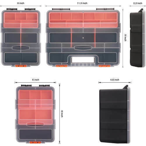 Kendo Tool Compartment Organiser Adjustable & Removable Box Black 31x22x18cm