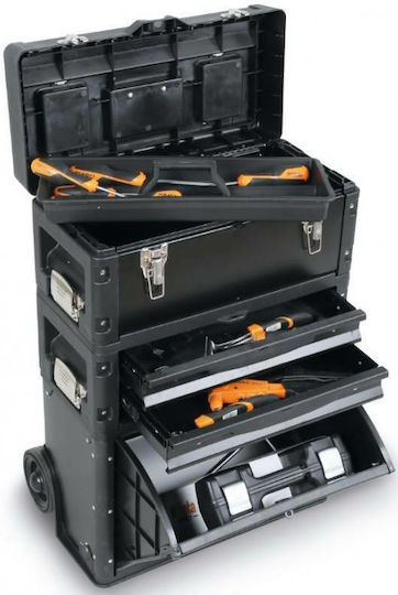 Beta Wheeled Plastic Tool Carrier 3 Slot with Toolbox W72.2xD49.5xH30.6cm C43