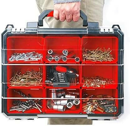 Tactix Tool Compartment Organiser 9 Slot with Removable Box Orange 44x33x12.5cm