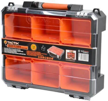 Tactix Tool Compartment Organiser 9 Slot with Removable Box Orange 44x33x12.5cm