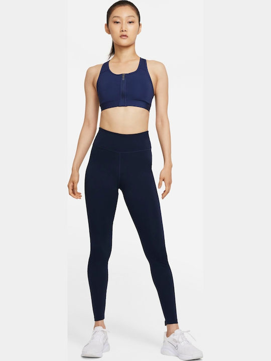 Swoosh Women's Athletic Sports Bra Navy Blue with Removable Padding