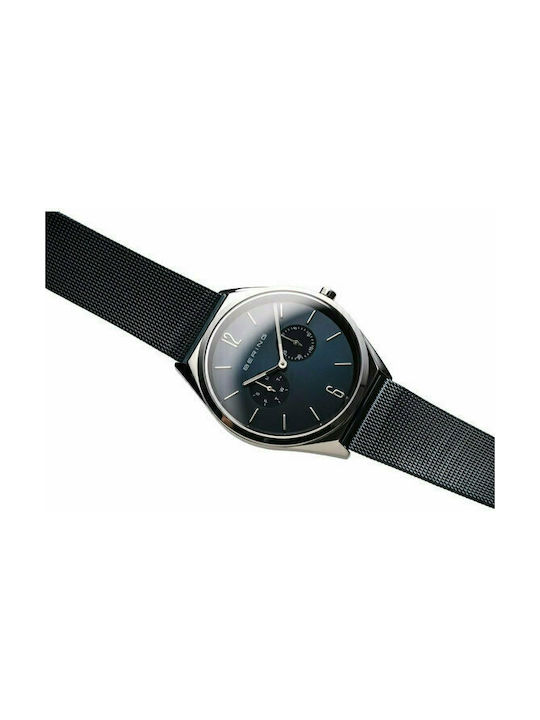 Bering Time Ultra Slim Ανδρικό Ρολόι 40mm Μπαταρίας με Μπλε Μεταλλικό Μπρασελέ