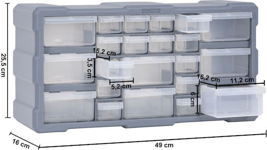 vidaXL Συρταριέρα Εργαλείων Plastic with 22 Stackable Sorters W49xD16xH25.5cm