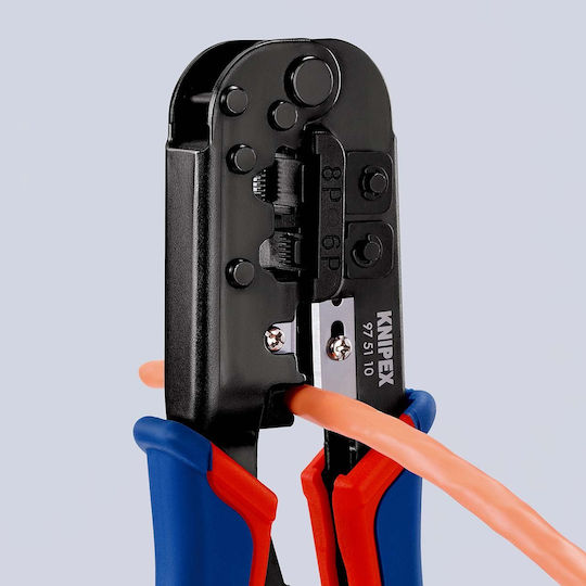 Knipex Ethernet Internet Cable Crimping Plier RJ12, RJ11, RJ45 with Cable Cutter & Ratchet Mechanism (Length 190mm)