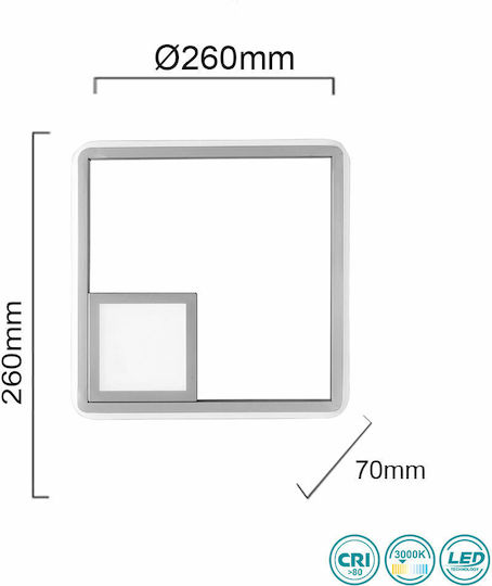 Ondaluce Ap.Dowel/Silver Modern Leuchte Wand Silber 26x26cm