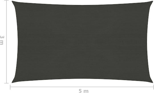 vidaXL Rectangular Shade Sail Gray With Hoop 3x5m 160gr/m² made of HDPE 160gr/m²
