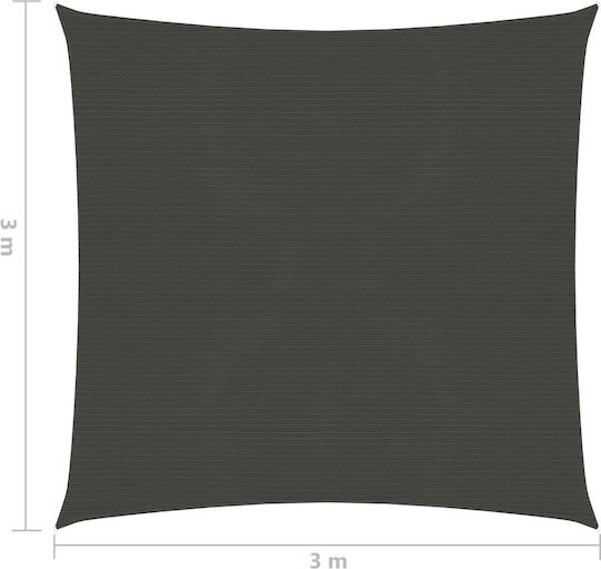 vidaXL Square Shade Sail Gray With Hoop 3x3m 160gr/m²