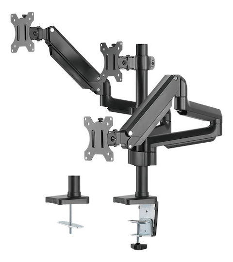 Deltaco Computer Monitor Ständer für 3 Bildschirme bis 27" mit Arm Schwarz (ARM-0352)