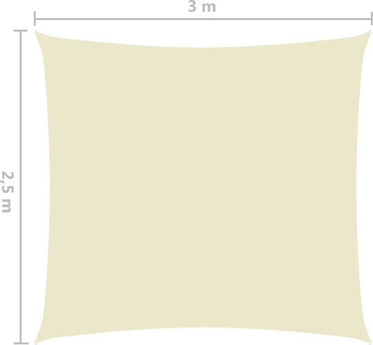 vidaXL Rectangular Shade Sail Ecru With Hoop & with PU Coating 3x2.5m