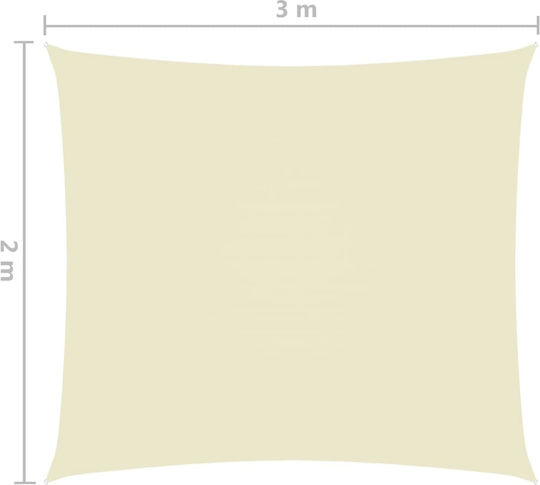 vidaXL Rectangular Shade Sail Ecru With Hoop & with PU Coating 2x3m