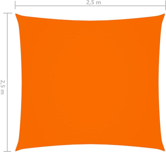 vidaXL Square Shade Sail Orange With Hoop & with PU Coating 2.5x2.5m Square made of Oxford fabric