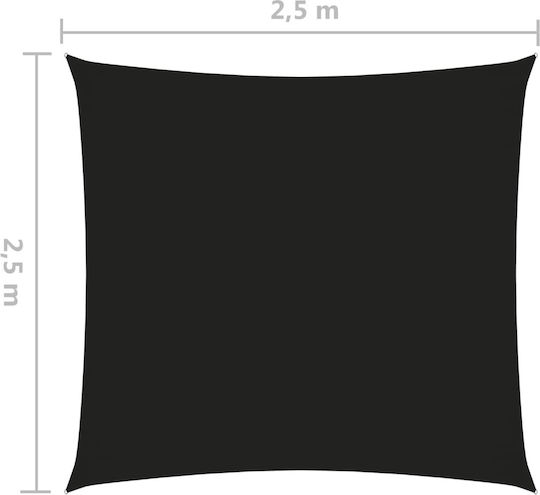 vidaXL Square Shade Sail Black With Hoop & with PU Coating 2.5x2.5m