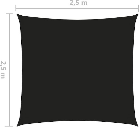 vidaXL Square Shade Sail Black With Hoop & with PU Coating 2.5x2.5m