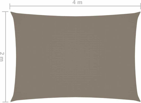 vidaXL Rectangular Shade Sail Brown With Hoop & with PU Coating 2x4m Rectangle made of Oxford fabric