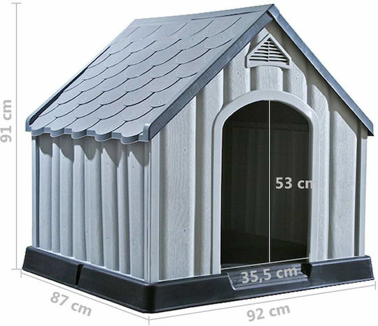 vidaXL Dog House Large Plastic Outdoor Gray 92x87x91cm