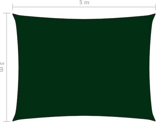 vidaXL Rectangular Shade Sail Green With Hoop & with PU Coating 3x5m Rectangle made of Oxford fabric