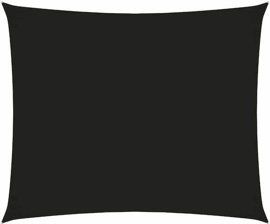 vidaXL Rectangular Shade Sail Black With Hoop & with PU Coating 3x4m Rectangle made of Oxford fabric