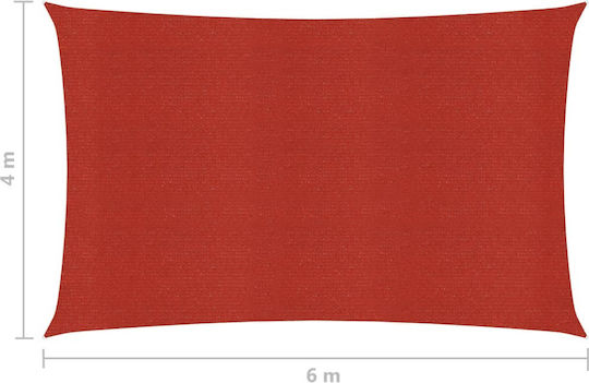 vidaXL Rectangular Shade Sail Red With Hoop 4x6m 160gr/m² made of HDPE 160gr/m²