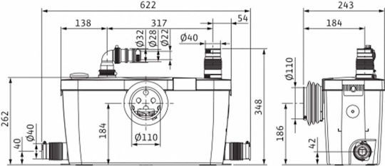 Wilo Hisewlift 3-35 Einphasige Pumpe Abwasser/Abwasser 0.54hp 4191677